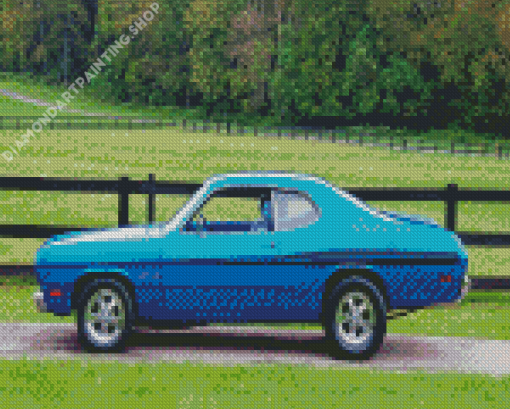 Blue Plymouth Duster Car Diamond Painting