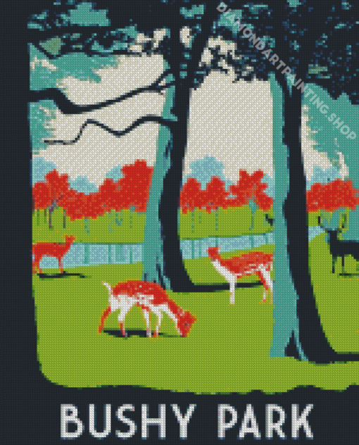 Bushy Park Illustration Poster Diamond Painting