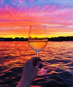 Colorful Sunset Wine Glass Diamond Painting