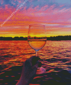 Colorful Sunset Wine Glass Diamond Painting