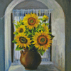 Cool Sunflower By The Window Diamond Painting