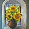 Cool Sunflower By The Window Diamond Painting