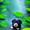 Cute Black And White Puppy For Diamond Painting