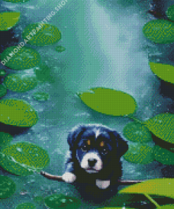 Cute Black And White Puppy For Diamond Painting