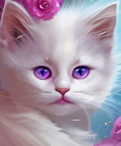 Cute White Cat Diamond Painting