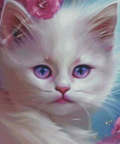 Cute White Cat Diamond Painting