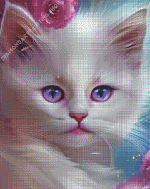 Cute White Cat Diamond Painting