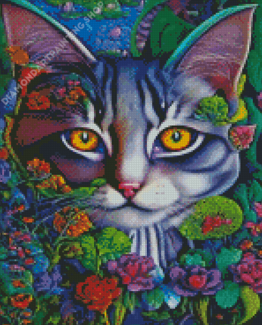 Floral Cat Diamond painting