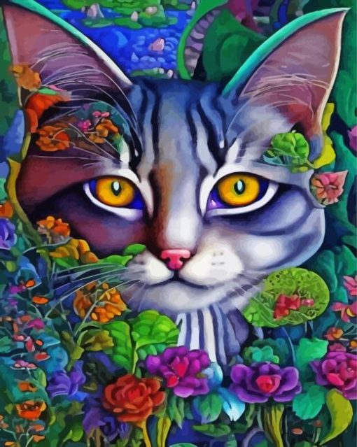 Floral Cat Diamond painting