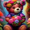 Floral Teddy Bear Diamond Painting