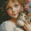 Beautiful Little Girl And Kitten For Diamond Painting