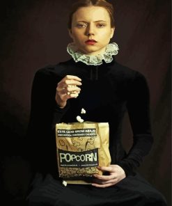 Girl Eating Pop Corn Photography By Romina Ressia Diamond Painting