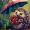 Hedgehog And Strawberries Diamond Painting