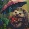 Hedgehog And Strawberries Diamond Painting