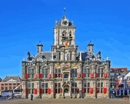 Netherlands Delft Town Hall Diamond Painting