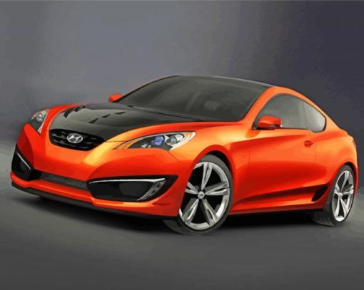 Orange Hyundai Genesis Car Diamond Painting