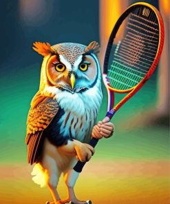 Owl Playing Tennis Diamond Painting