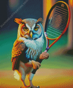 Owl Playing Tennis Diamond Painting