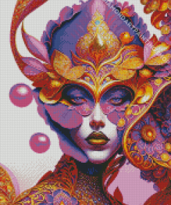 Purple And Golden Lady Diamond Painting