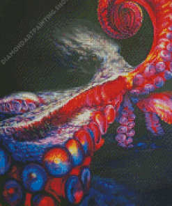 Red Abstract Octopus Diamond Painting