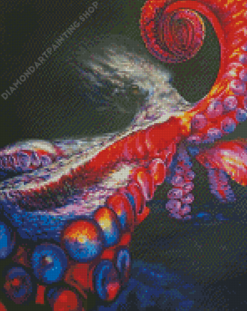 Red Abstract Octopus Diamond Painting