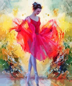 Red Ballerina Dancer Art Diamond Painting