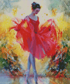 Red Ballerina Dancer Art Diamond Painting