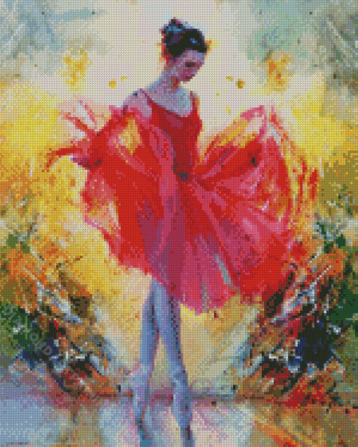 Red Ballerina Dancer Art Diamond Painting