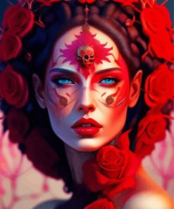 Red Goreous Lady Diamond Painting