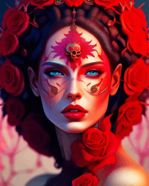 Red Goreous Lady Diamond Painting