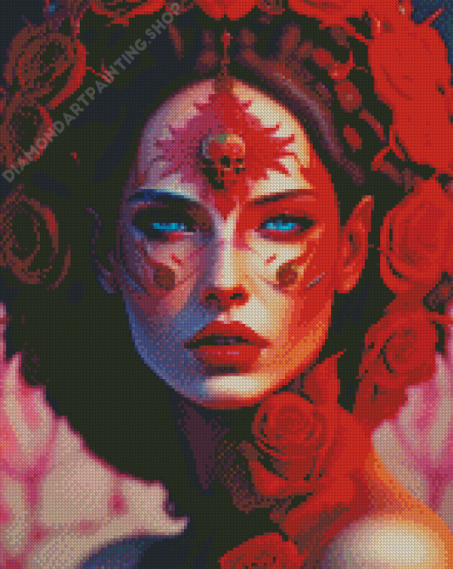 Red Goreous Lady Diamond Painting