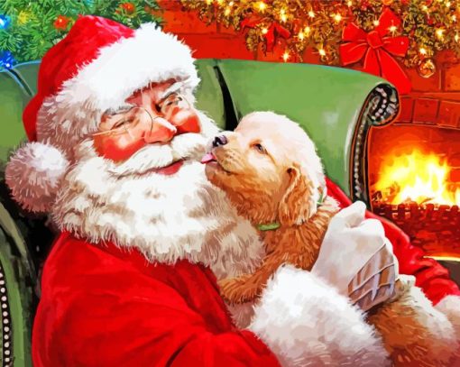 Santa And Puppy Diamond Painting