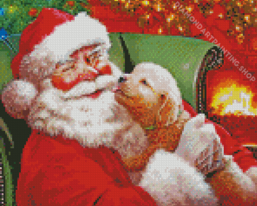 Santa And Puppy Diamond Painting