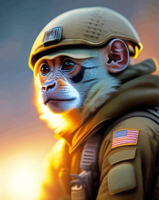 Soldier Monkey Diamond Painting