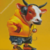 Stylish Cow With Headphones Diamond Painting