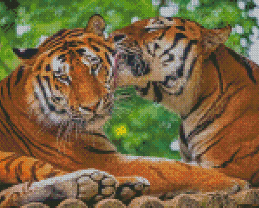 Tigers In Love In Jungle Diamond Painting