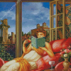 Vintage Reading Woman Diamond Painting