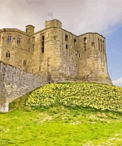 Warkworth Castle With Daffodils In England For Diamond Painting