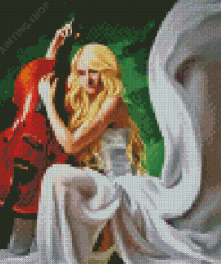 White Woman Cello Diamond Painting