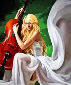 White Woman Cello Diamond Painting