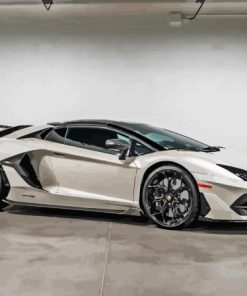 White Lamborghini Car Diamond Painting