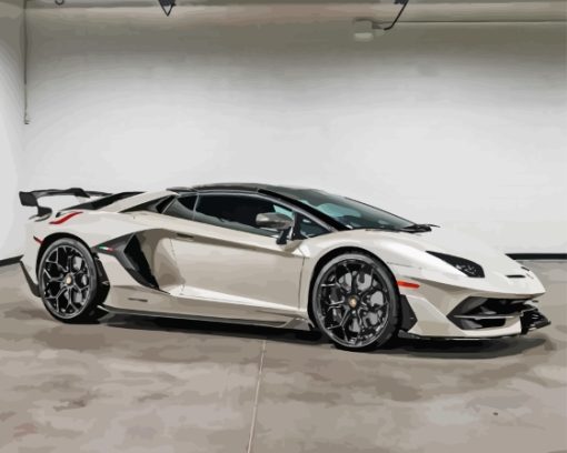 White Lamborghini Car Diamond Painting