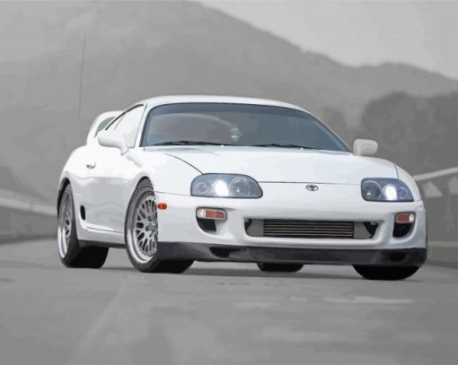 White Toyota Supra Mk4 Car Diamond Painting