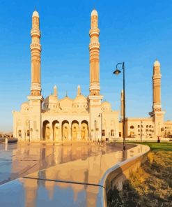 Al Saleh Mosque Under Blue Sky Sanaa Yemen Diamond Painting