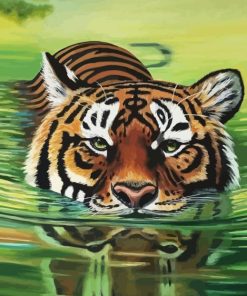 Big Cat Tiger In Water Diamond Painting