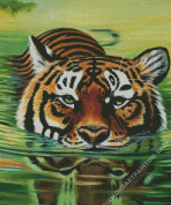 Big Cat Tiger In Water Diamond Painting