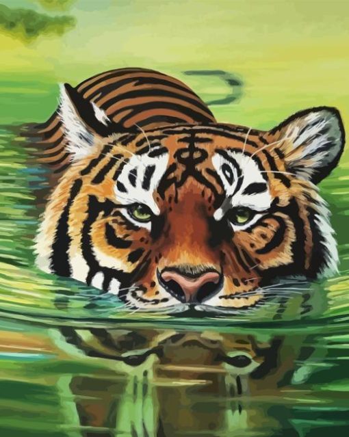 Big Cat Tiger In Water Diamond Painting