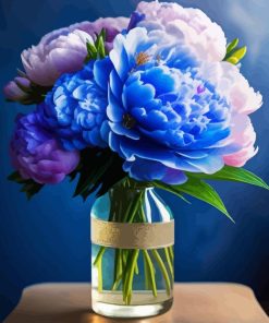 Blue Peonies Diamond Painting