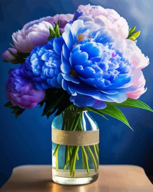 Blue Peonies Diamond Painting