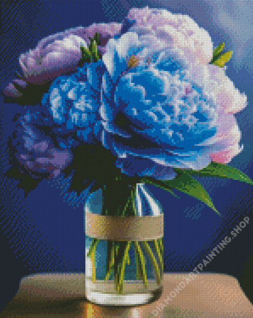 Blue Peonies Diamond Painting